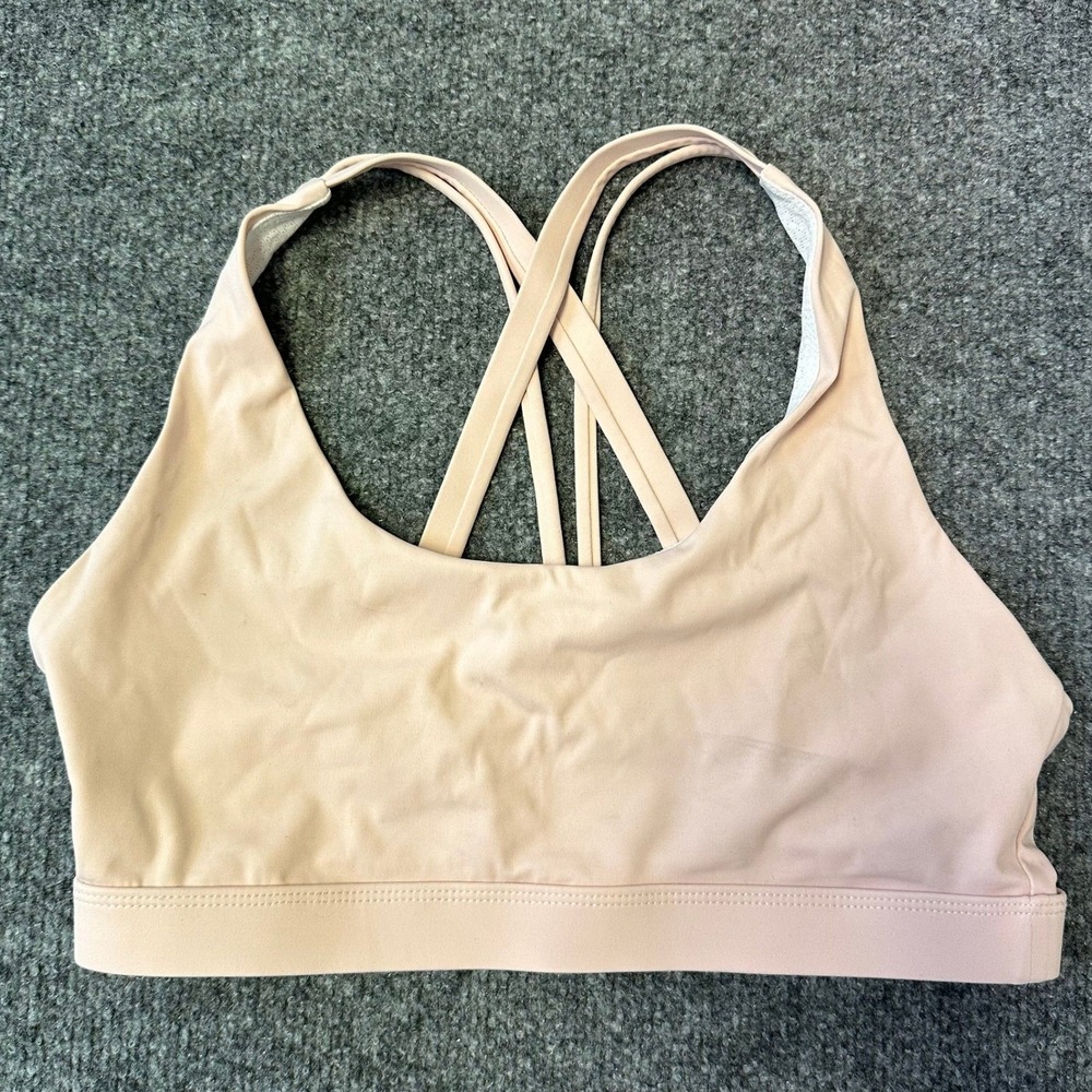 Lululemon Sports Bra Womens Size M Peach Pink Strappy Energy Bra Activewear Yoga